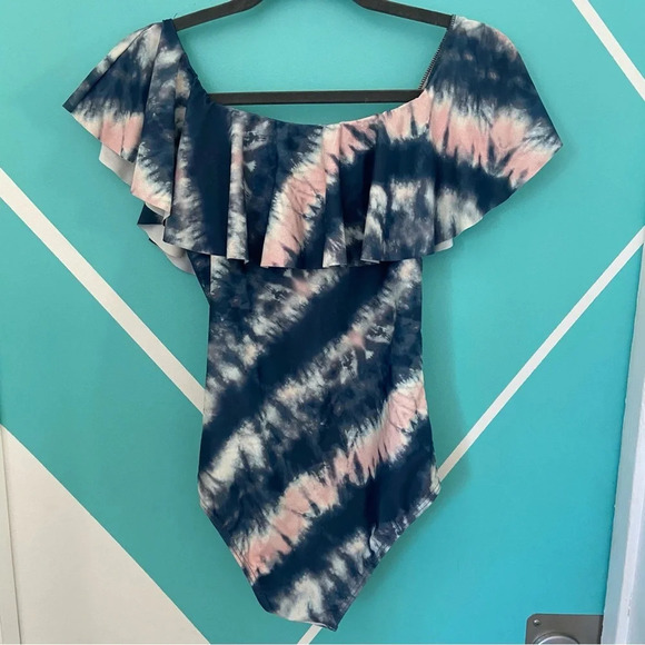 Envya Swimwear off shoulder one piece swimsuit tie dye - Picture 2 of 8
